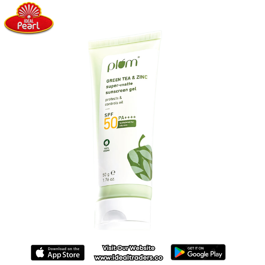 PLUM green tea & zinc super-matte sunscreen gel 50g