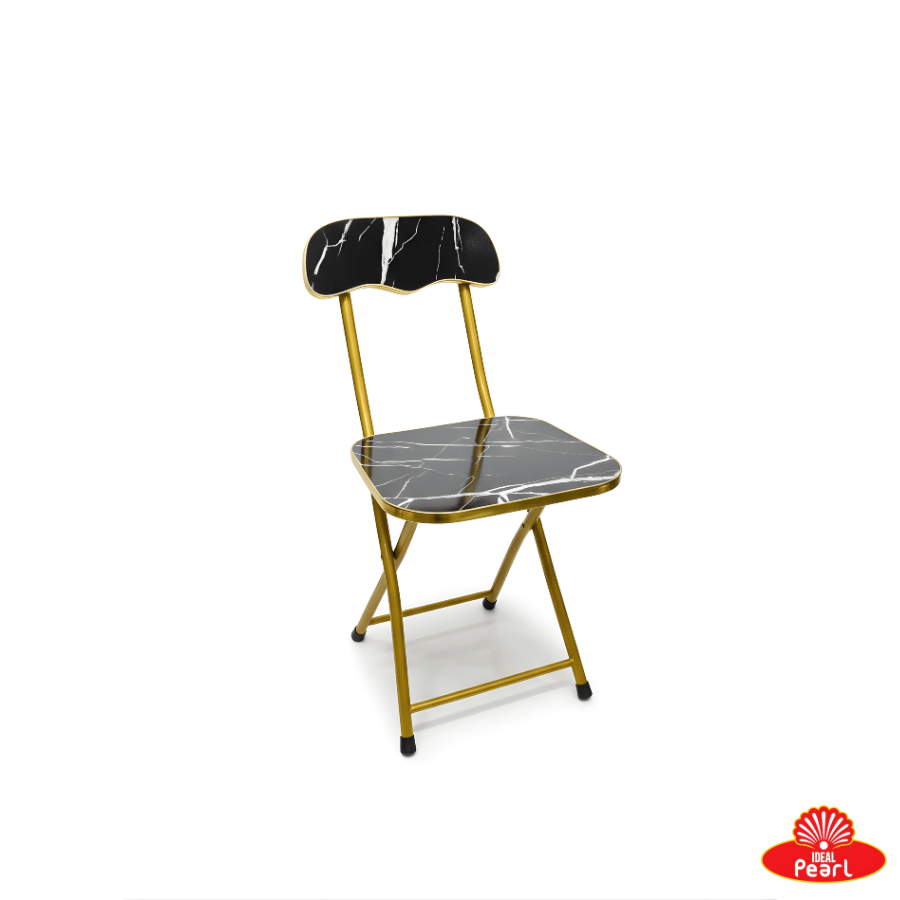 GOLD & BLACK MARBLE DESIGN FOLDING CHAIR
