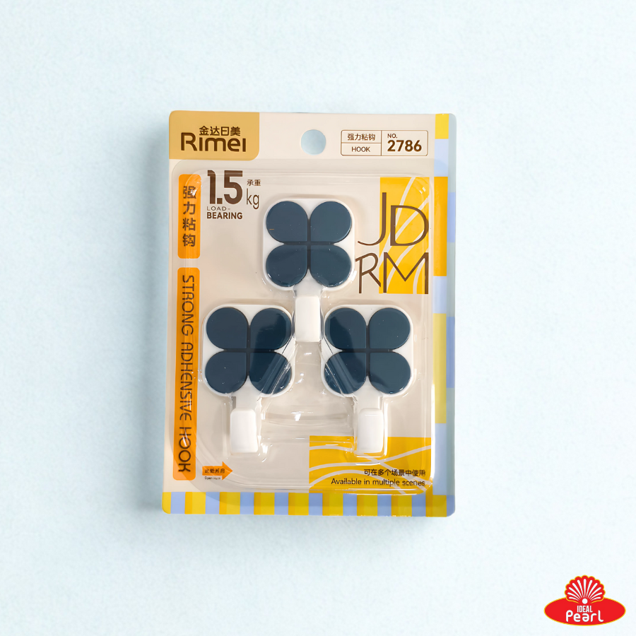 RIMEI STRONG ADHESIVE WALL HOOKS 2786 - 1.5KG CAPACITY (PACK OF 3)