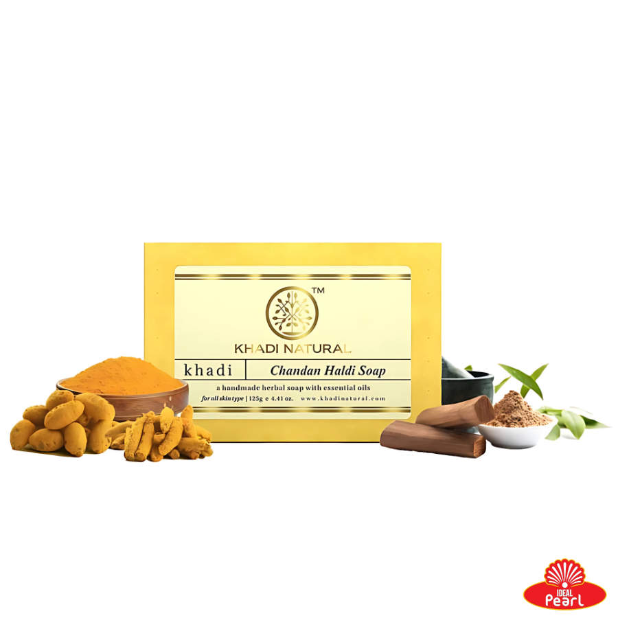 KHADI NATURALS CHANDAN HALDI SOAP HANDMADE -125G