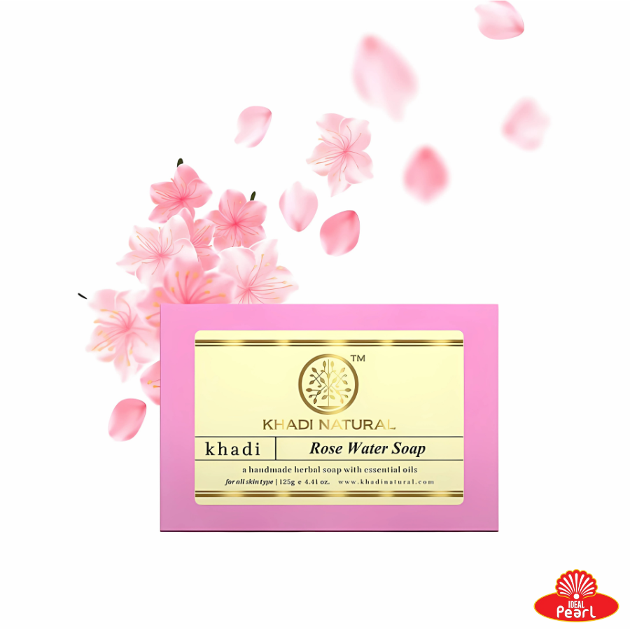 KHADI NATURALS ROSE WATER SOAP HANDMADE -125G