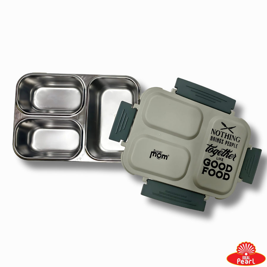 Supermoms 3 partition lunchbox insulation keep food warm & fresh for hours