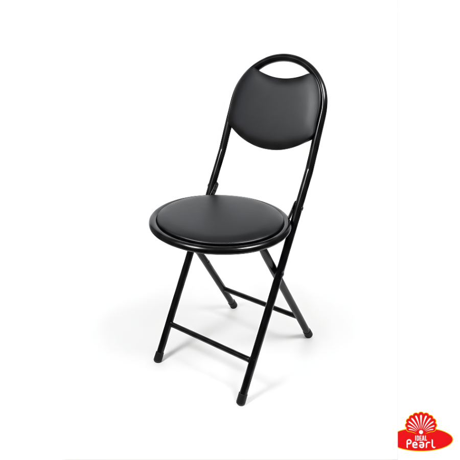 FOLDING ROUND BLACK CHAIR