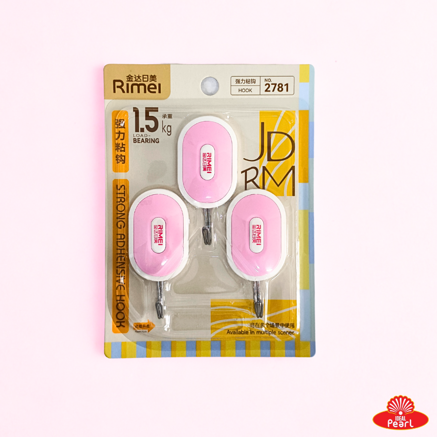 RIMEI STRONG ADHESIVE WALL HOOK 2781 - 1.5KG CAPACITY (PACK OF 3)