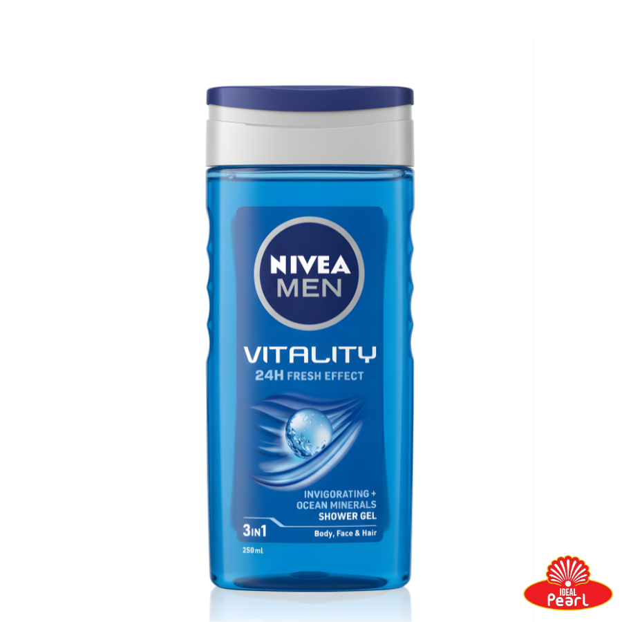 NIVEA MEN VITALITY SHOWER GEL BODY, FACE & HAIR - 3 IN 1, 250ML