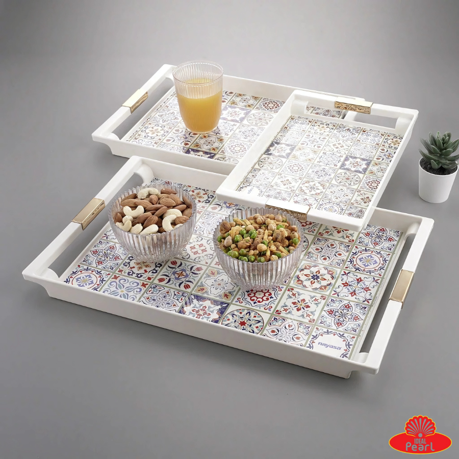 NAYASA DECO SERVING TRAY SET OF TRAYS (S+M+L)