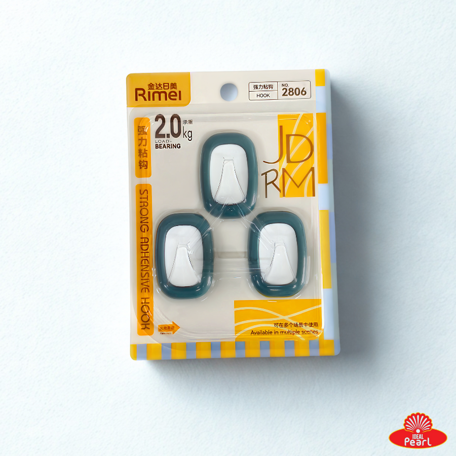 RIMEI STRONG ADHESIVE WALL HOOK 2806 - 2.0KG CAPACITY (PACK OF 3)