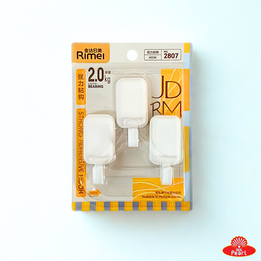 RIMEI STRONG ADHESIVE WALL HOOK 2807 - 2.0KG CAPACITY (PACK OF 3)