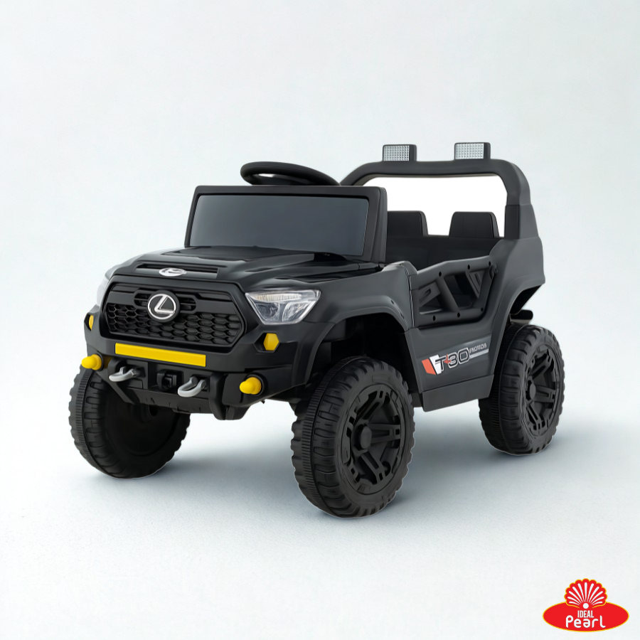 BESSY BABEEY LEXUS KIDS ELECTRIC RIDE-ON JEEP CAR - RECHARGEABLE POWERED TOY - BLACK EDITION WITH LED LIGHTS & REMOTE - 503